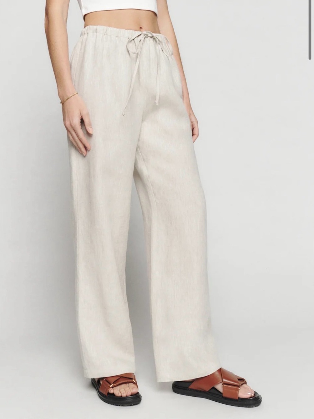Reformation Olina Linen Pant - Oatmeal